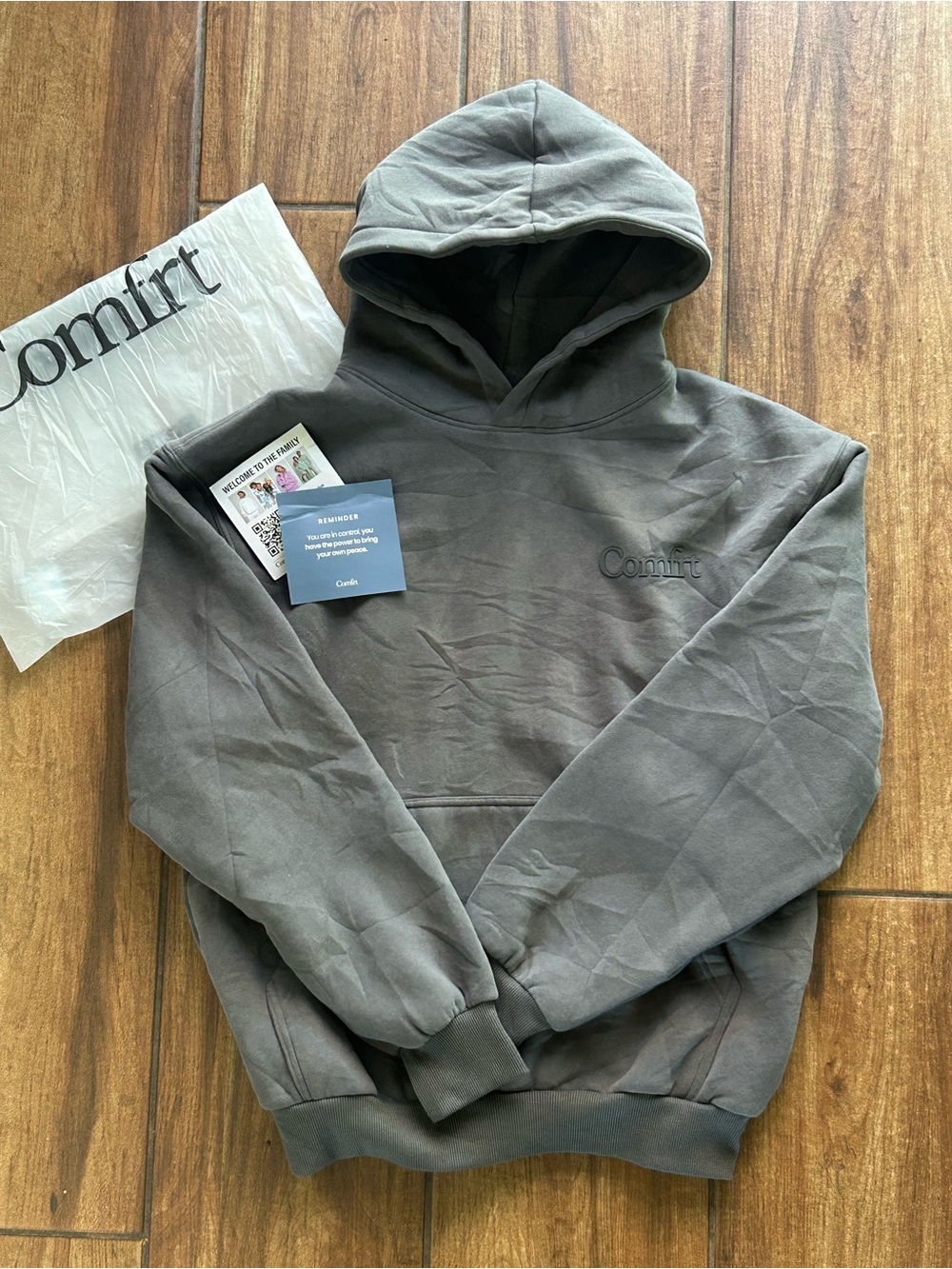Comfrt Minimalist Hoodie Steel Grey Size S NWT